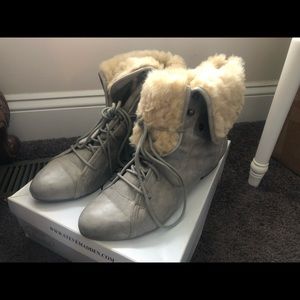 Steve Madden Blizzard Grey Fur Booties